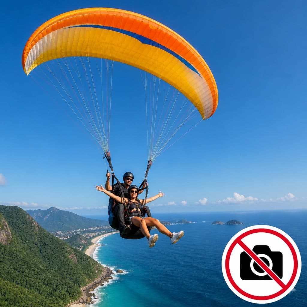 Voo de parapente / paraglider duplo / tandem sem filmagem sobre a costa de Ubatuba